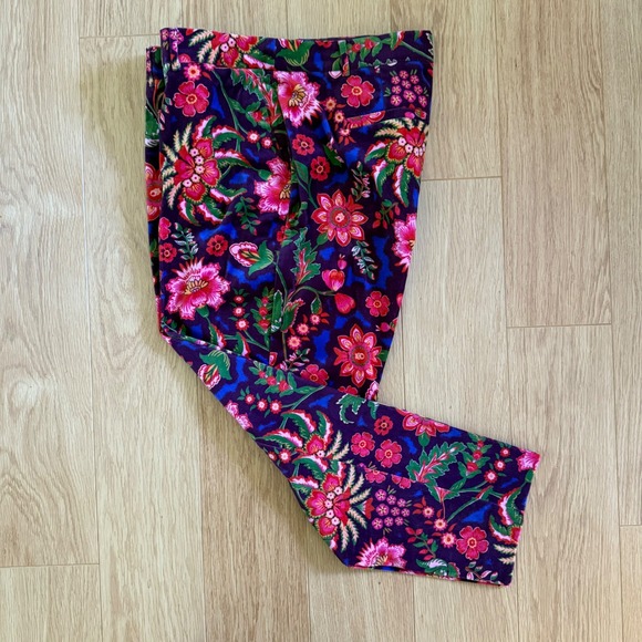 Boden Pants - Boden Kew Velvet Richmond Pants Trousers 20-22R Purple Floral Botanical Holiday